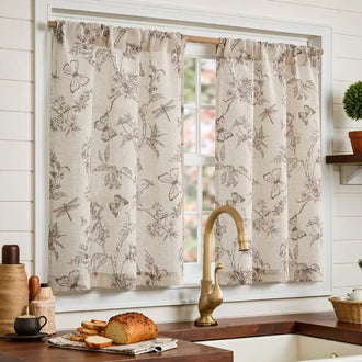 Vintage Garden Butterfly & Dragonfly Sheer Curtains - Jinchan Home