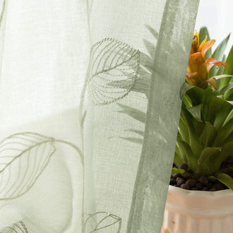 
                    
                      Embroidered Vine Leaf Pattern Sheer Kitchen Curtains - Jinchan Home
                    
                  