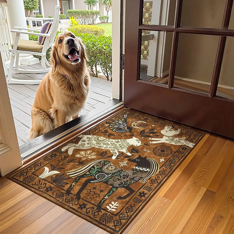 Boho Tribal Woodland Animal Rug - Jinchan Home