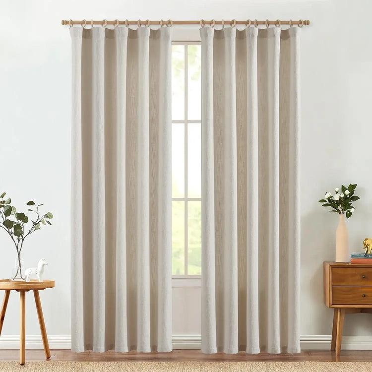 Solid Faux Linen 3-in-1 Curtains - Jinchan Home