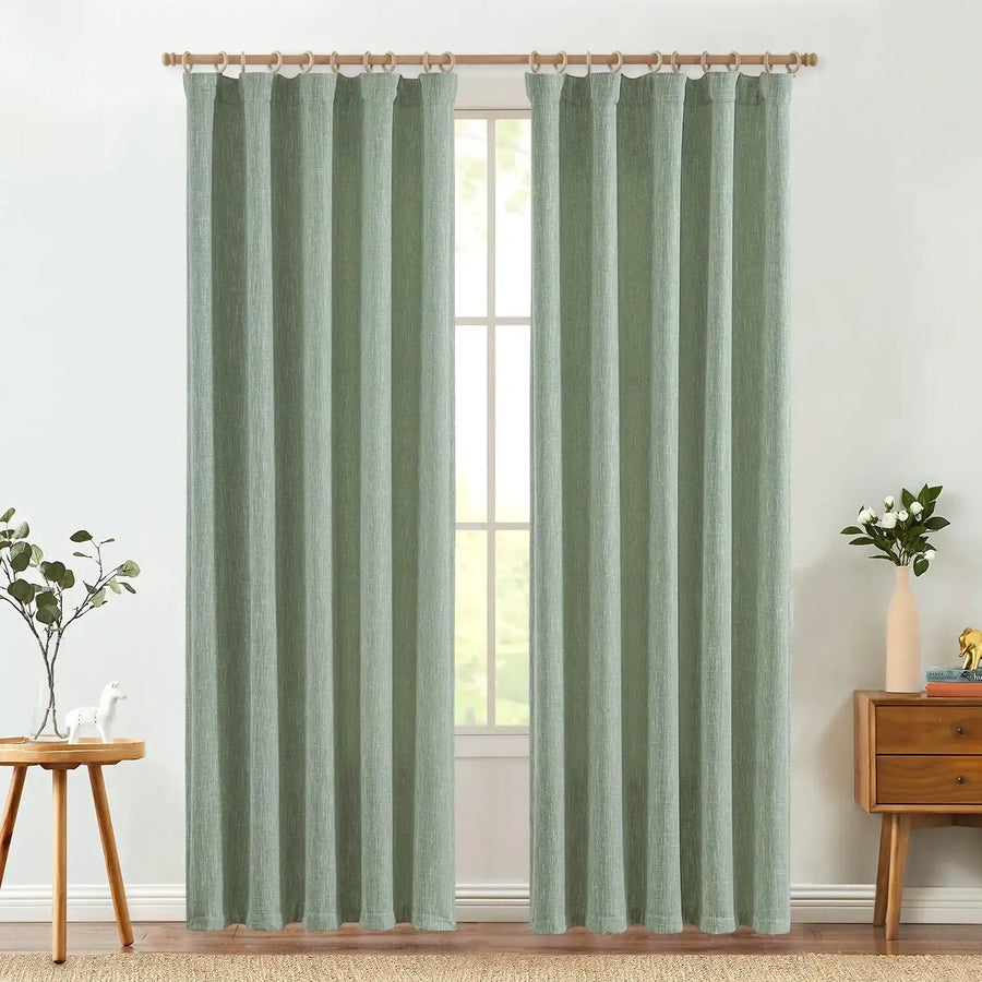 Solid Faux Linen 3-in-1 Curtains - Jinchan Home