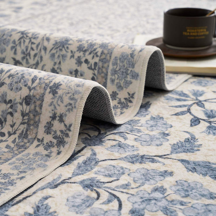 Hand-Painted Vintage Foliage & Floral Area Rug - Jinchan Home