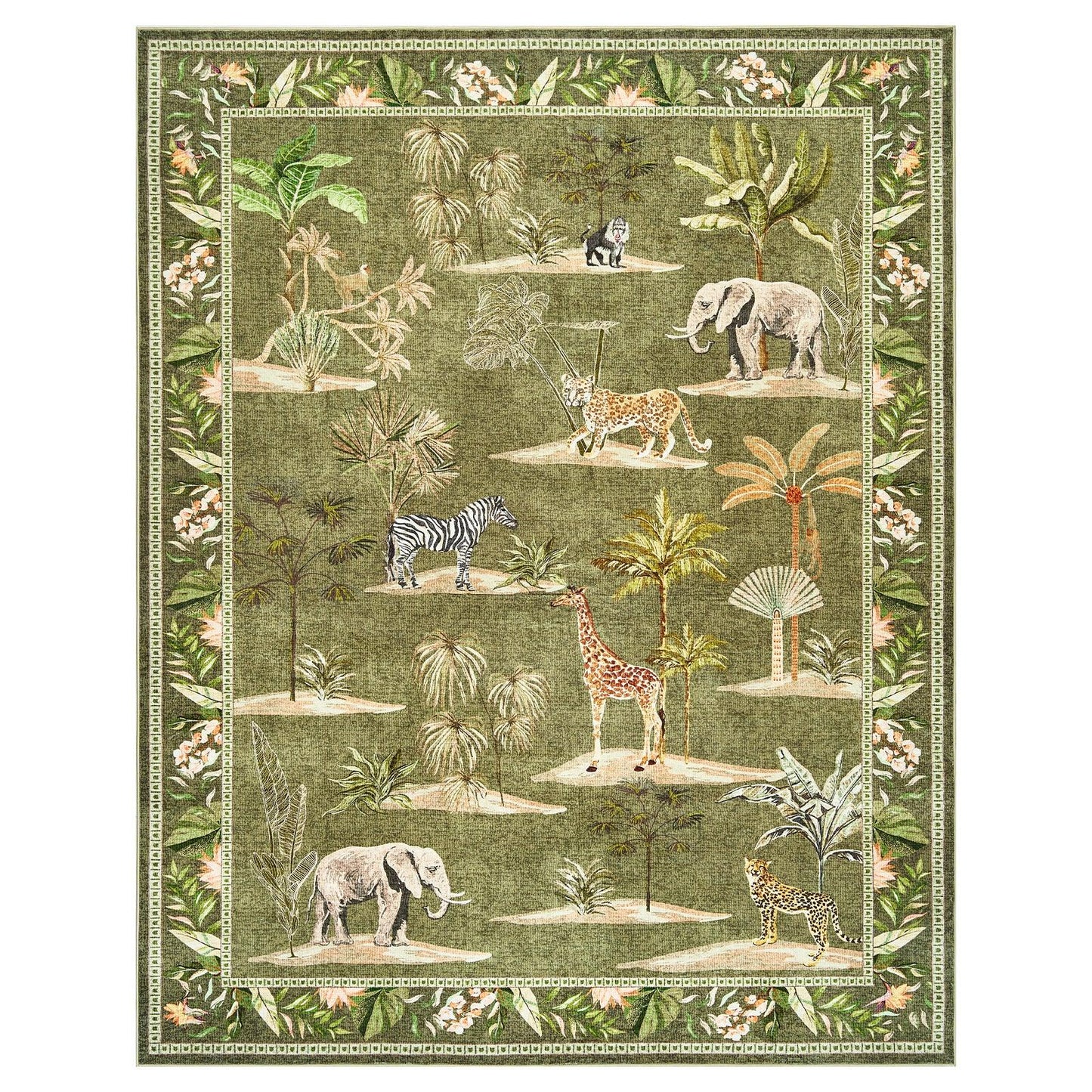 Vintage Safari Jungle Animal Area Rug - Jinchan Home