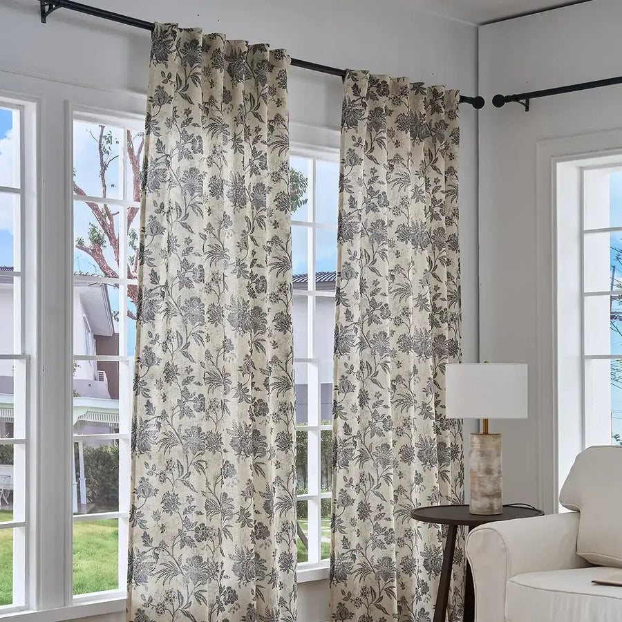 Vintage Botanical Vine Linen Curtains - Jinchan Home