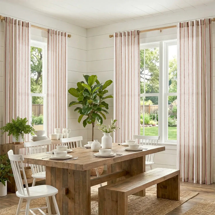 Shadow Stripe Linen Blend Curtains - Jinchan Home