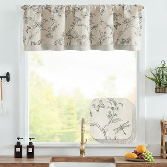 
                    
                      Botanical Butterfly Print Linen Valance - Jinchan Home
                    
                  