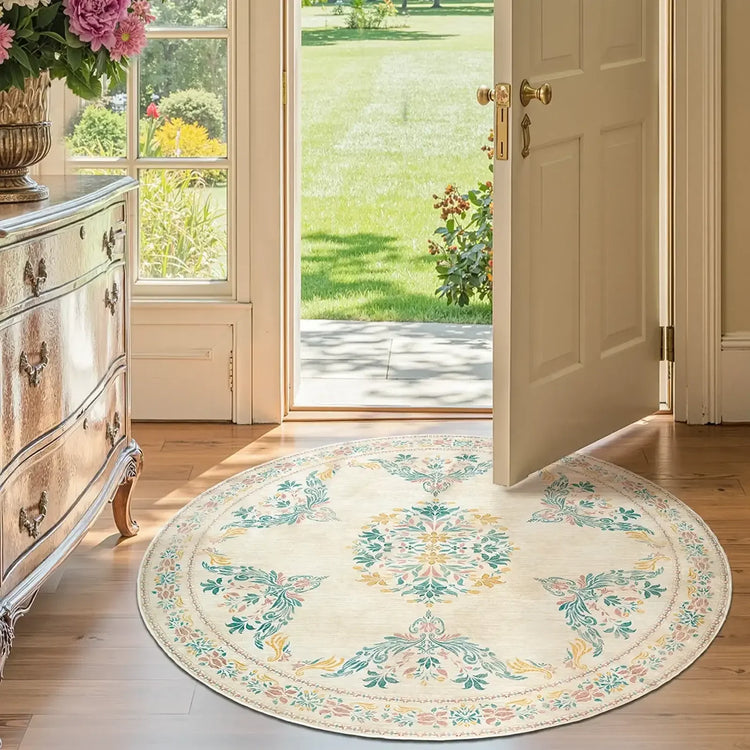 Soft Vintage Acanthus Floral Scrollwork Rug - Jinchan Home