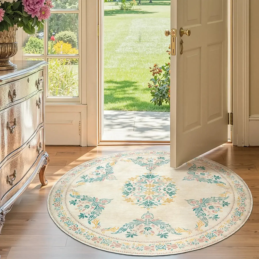 Soft Vintage Acanthus Floral Scrollwork Rug - Jinchan Home
