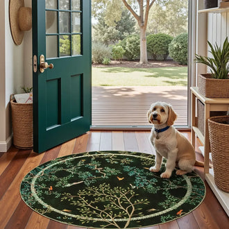 Branches & Birds Botanical Print Area Rug - Jinchan Home