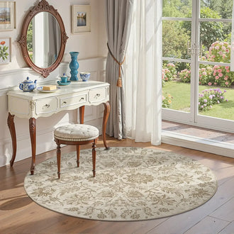 Vintage Distressed Large Floral Scrollwork Area Rug - Jinchan Home