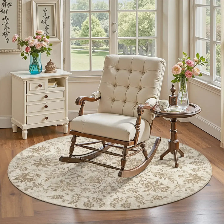 Vintage Distressed Large Floral Scrollwork Area Rug - Jinchan Home