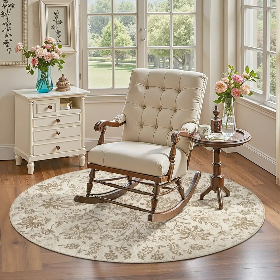 Vintage Distressed Large Floral Scrollwork Area Rug - Jinchan Home