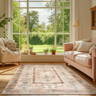 
                    
                      Vintage Floral Border Area Rug - Jinchan Home
                    
                  