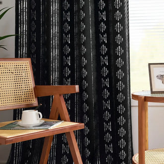 
                    
                      Dark-Toned Boho Geometric Grommet Curtains - Jinchan Home
                    
                  