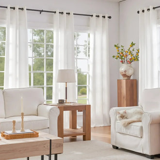
                    
                      Solid Linen Textured Grommet Curtains - Jinchan Home
                    
                  