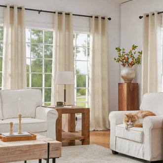 
                    
                      Solid Linen Textured Grommet Curtains - Jinchan Home
                    
                  