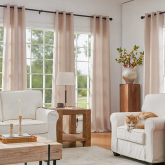 
                    
                      Solid Linen Textured Grommet Curtains - Jinchan Home
                    
                  