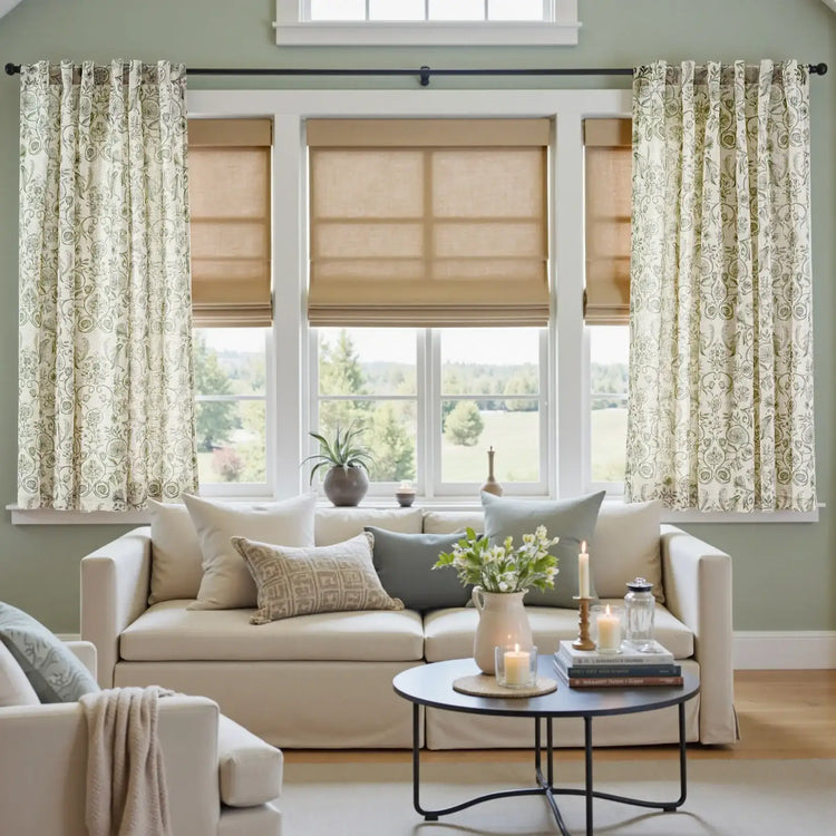 Rococo Vine Linen-Blend 3-in-1 Curtains - Jinchan Home