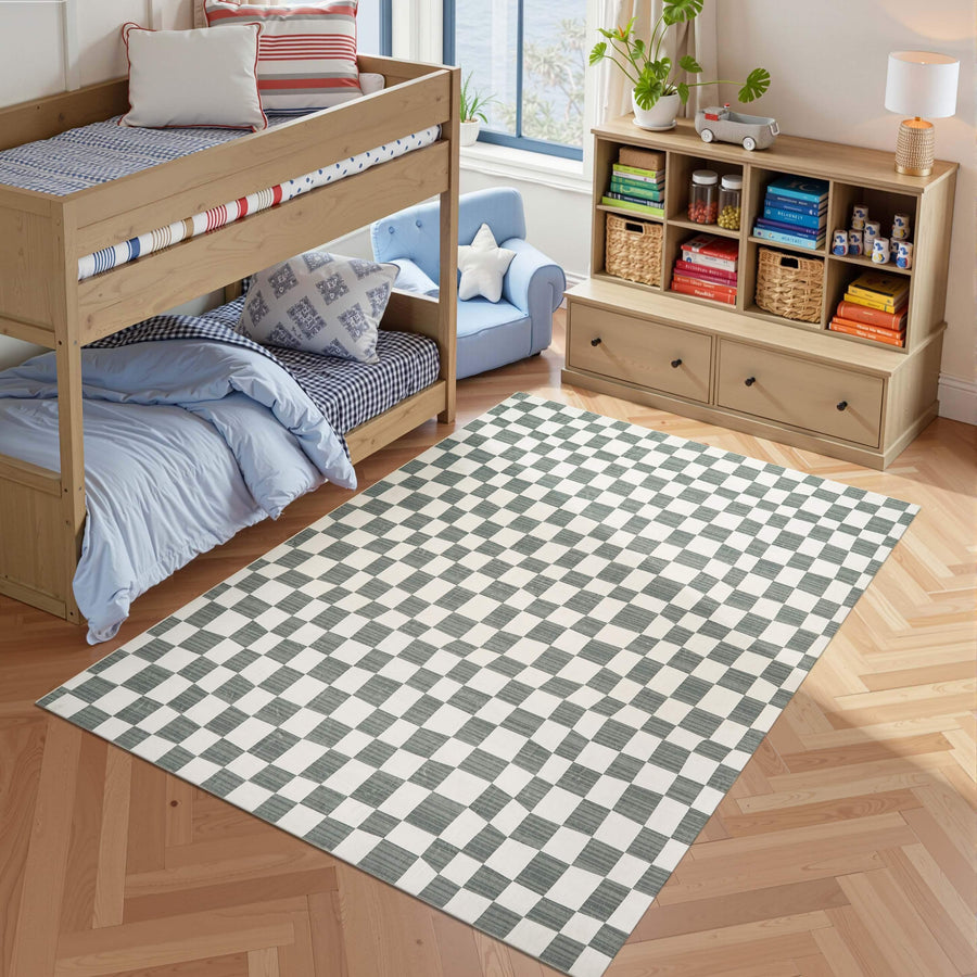 Modern Checkered Geometric Area Rug - Jinchan Home