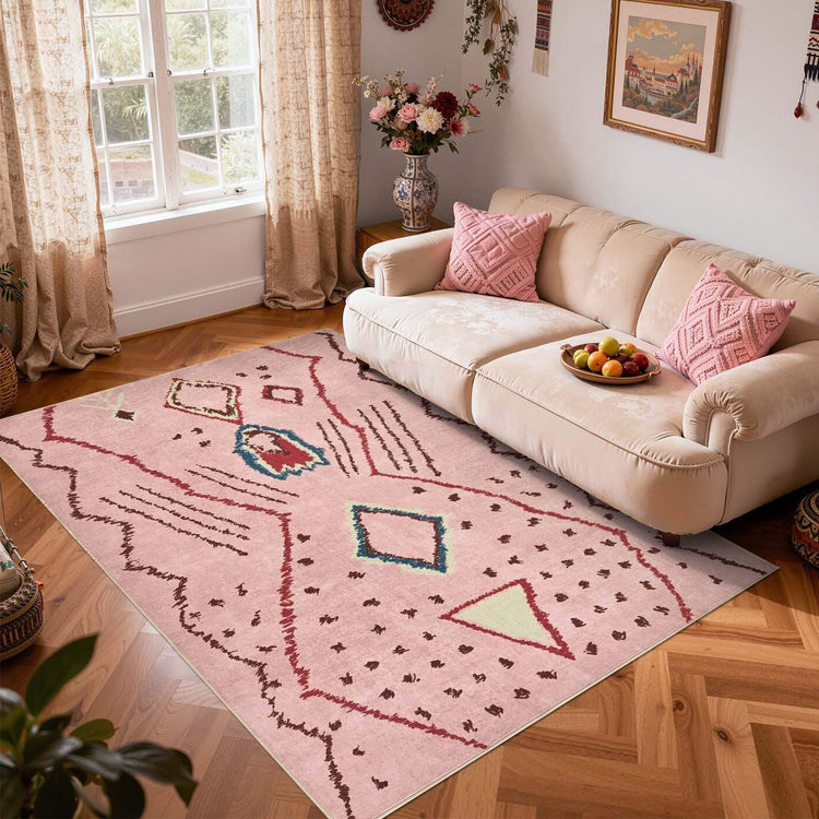 Boho Doodle Geometric Tribal Area Rug - Jinchan Home