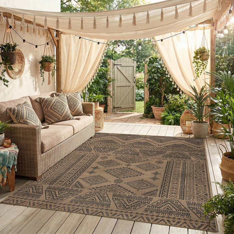Jinchan Faux Jute Geometric Area Rug - Jinchan Home