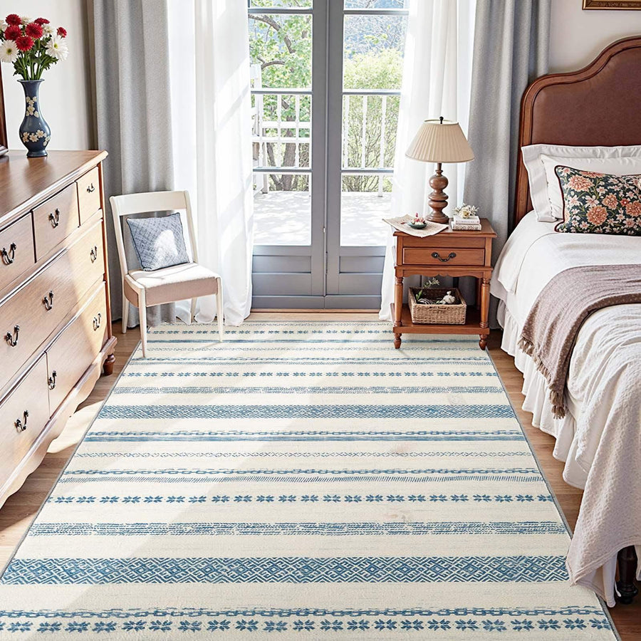 Boho Multi-Striped Geometric Area Rug - Jinchan Home