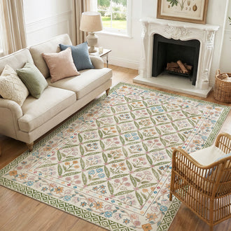 
                    
                      Vintage Floral Polypropylene Area Rug - Jinchan Home
                    
                  