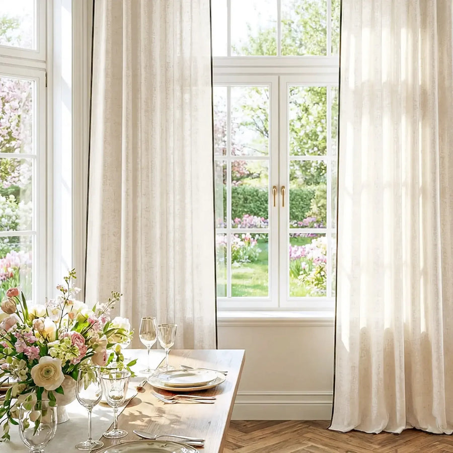 French Border Linen Blend Curtains - Jinchan Home