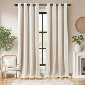 
                    
                      Linen-Blend Solid Grommet Curtains - Jinchan Home
                    
                  