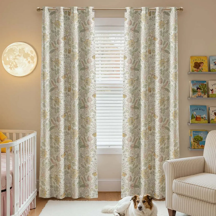 Botanical Sketch Floral Curtains - Jinchan Home