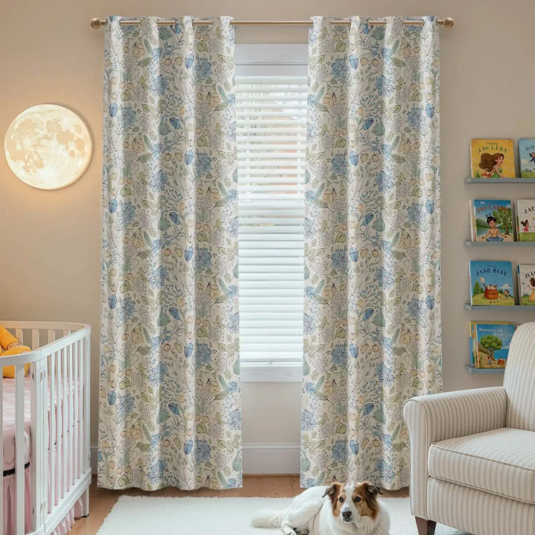 Botanical Sketch Floral Curtains - Jinchan Home