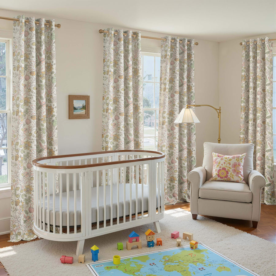 Botanical Sketch Floral Curtains - Jinchan Home