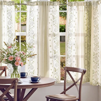 
                    
                      Rod Pocket Vintage Ditsy Floral & Vine Kitchen Curtains - Jinchan Home
                    
                  