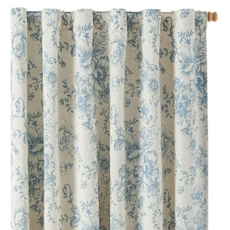 Linen Blend Floral Blackout Curtains - Jinchan Home