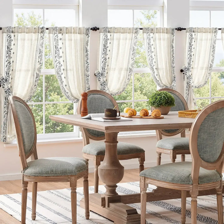 Rod Pocket Vintage Ditsy Floral & Vine Kitchen Curtains - Jinchan Home