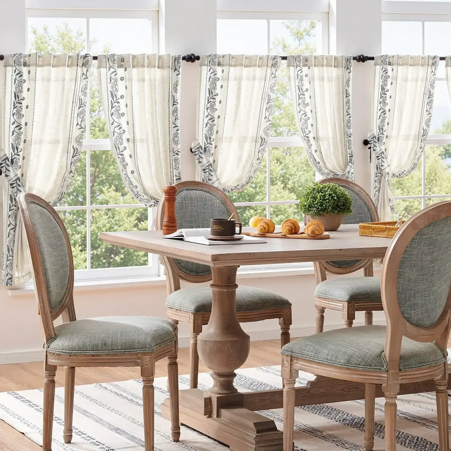 Rod Pocket Vintage Ditsy Floral & Vine Kitchen Curtains - Jinchan Home
