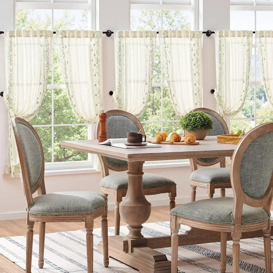 Rod Pocket Vintage Ditsy Floral & Vine Kitchen Curtains - Jinchan Home