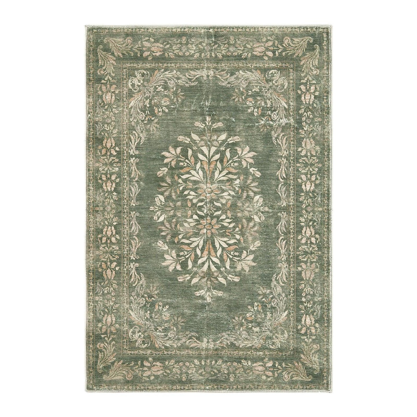 Soft Vintage Acanthus Floral Scrollwork Rug - Jinchan Home