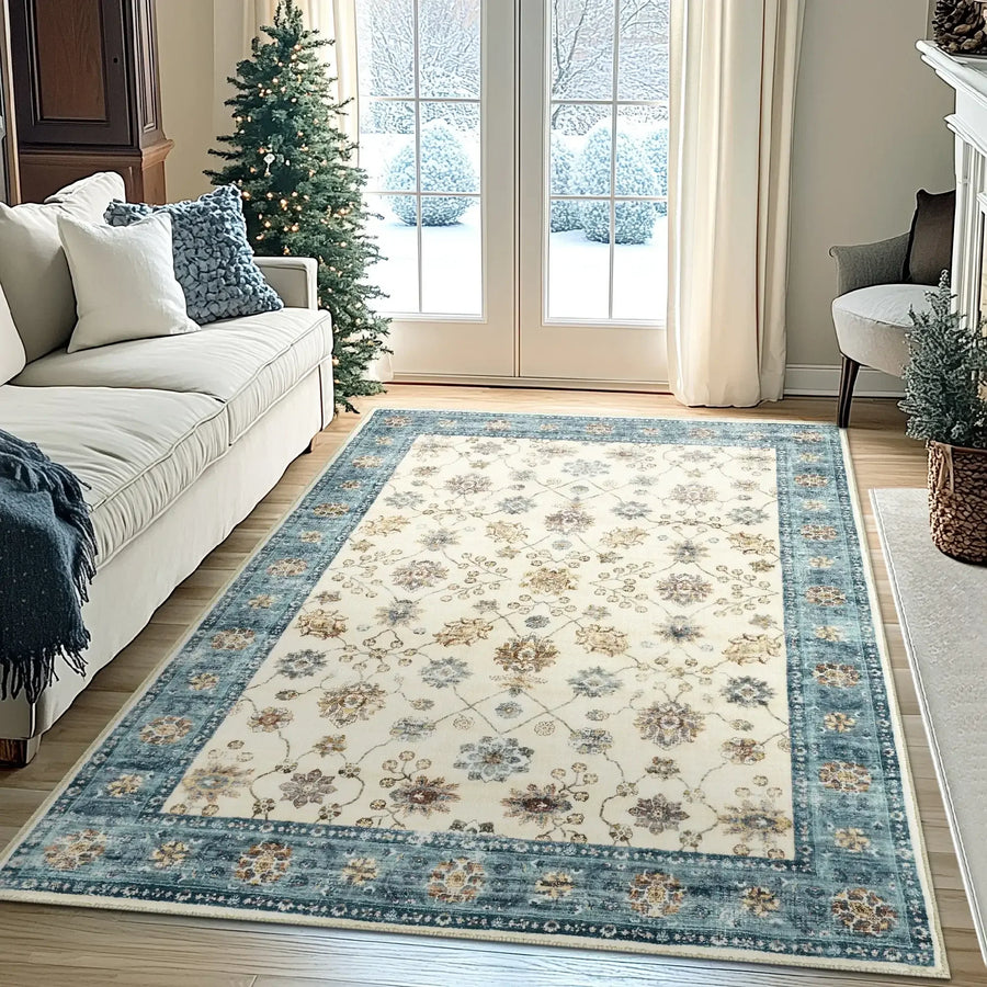 Vintage Floral Medallion Area Rug - Jinchan Home