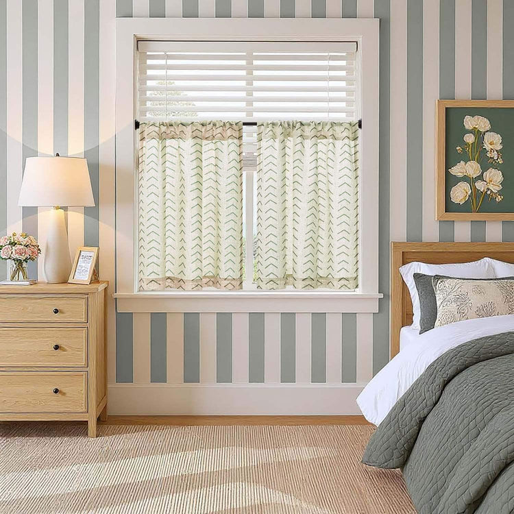 Boho Herringbone Kitchen Curtains - Jinchan Home