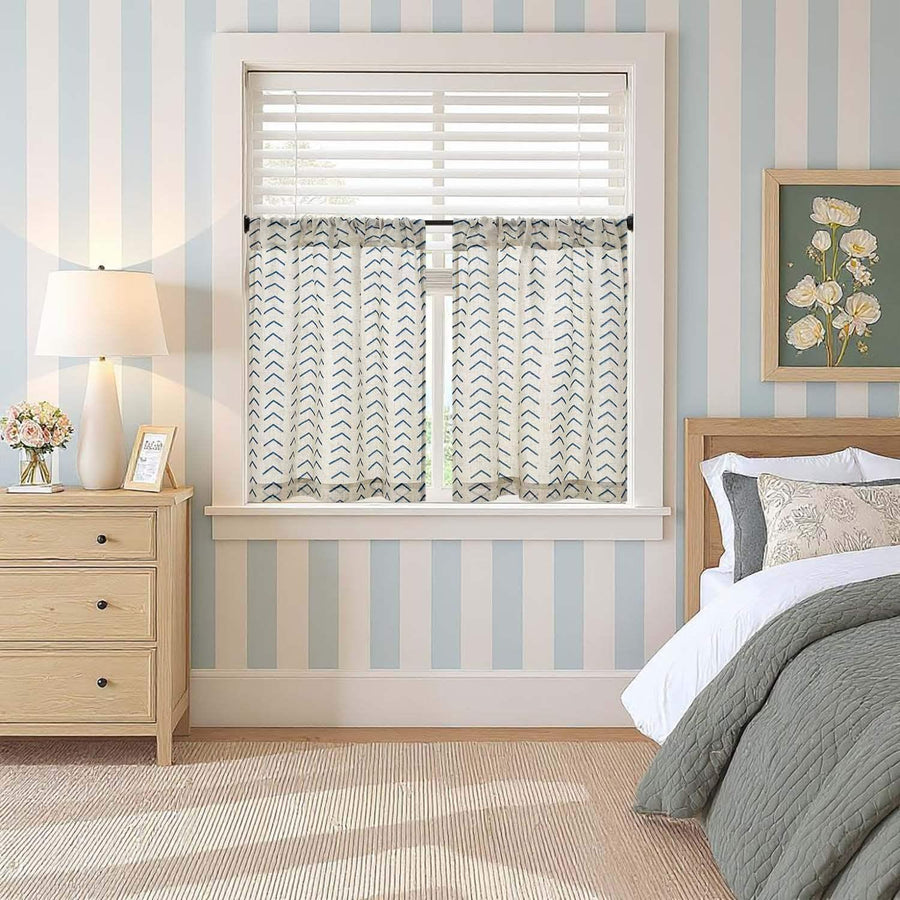 Boho Herringbone Kitchen Curtains - Jinchan Home