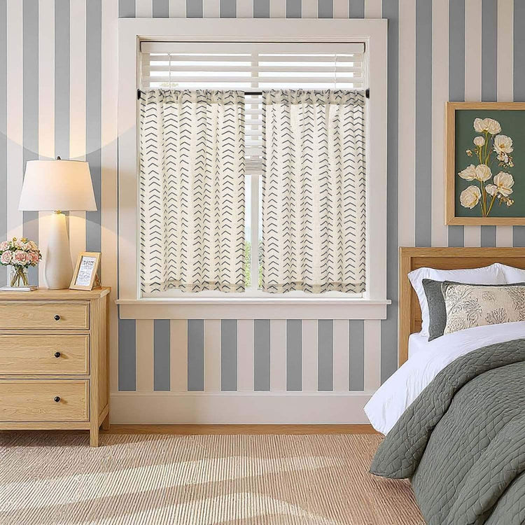 Boho Herringbone Kitchen Curtains - Jinchan Home