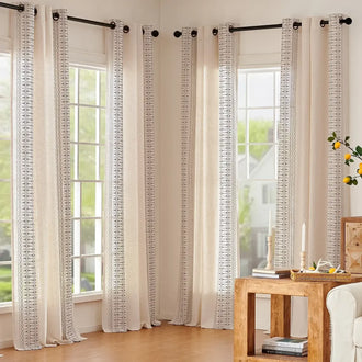 
                    
                      Boho Geometric Fish Leaf Embroidered Curtains - Jinchan Home
                    
                  