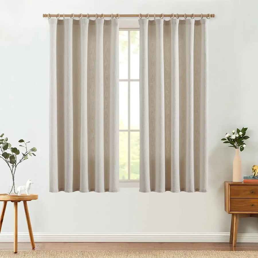 Solid Faux Linen 3-in-1 Curtains - Jinchan Home