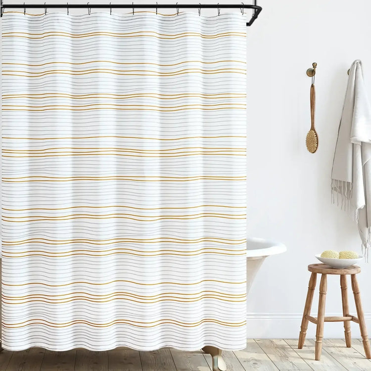 Two-Tone Striped Shower Curtain - Jinchan Home