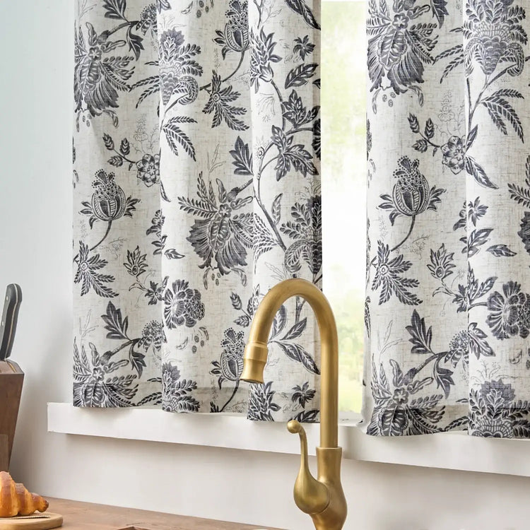 Vintage Botanical Floral Print Kitchen Curtains - Jinchan Home
