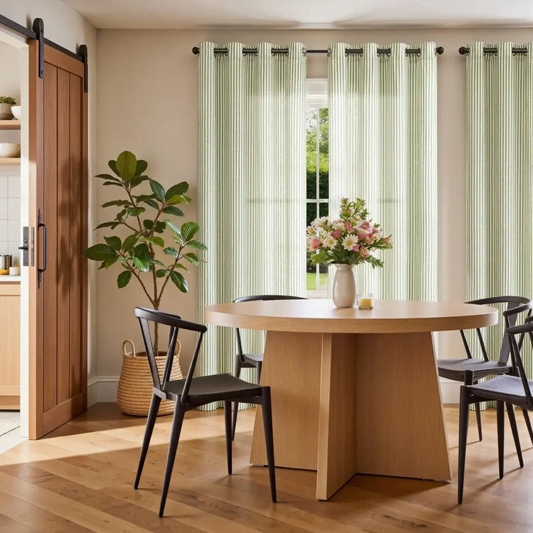 Fine-Striped Linen Blend Grommet Curtains - Jinchan Home