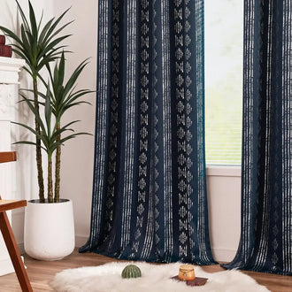 
                    
                      Dark-Toned Boho Geometric Grommet Curtains - Jinchan Home
                    
                  