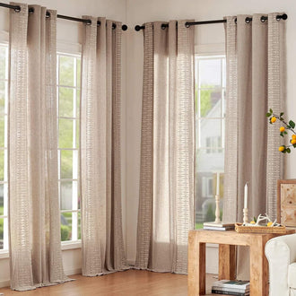 
                    
                      Boho Geometric Fish Leaf Embroidered Curtains - Jinchan Home
                    
                  