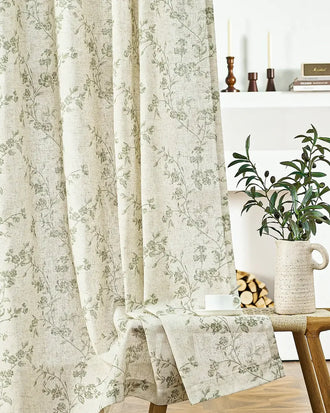 
                    
                      Vine Blossom Linen Blend Curtains - Jinchan Home
                    
                  